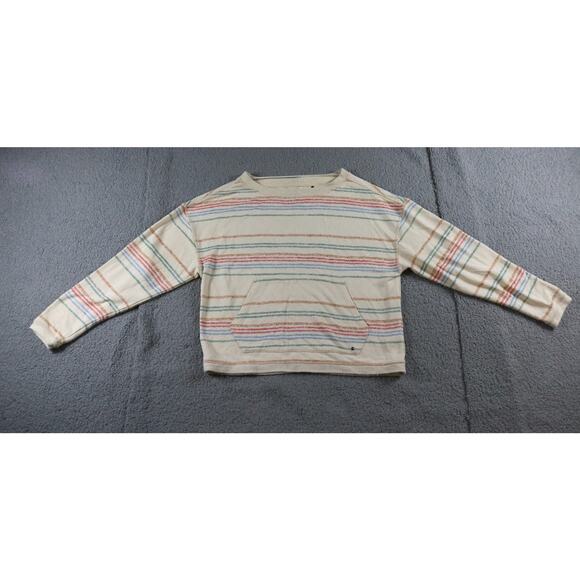 Prana Sweatshirt Womens S Multi Striped Cozy Up Suncation Top Kangaroo Pockets - Picture 1 of 10